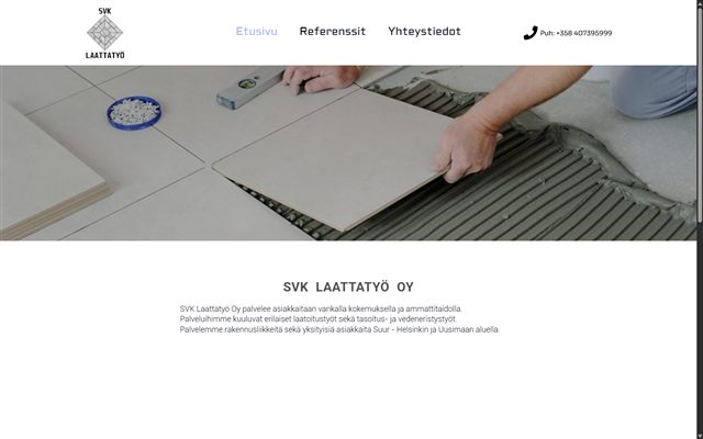 Screenshot of the SVK Laattatyö website